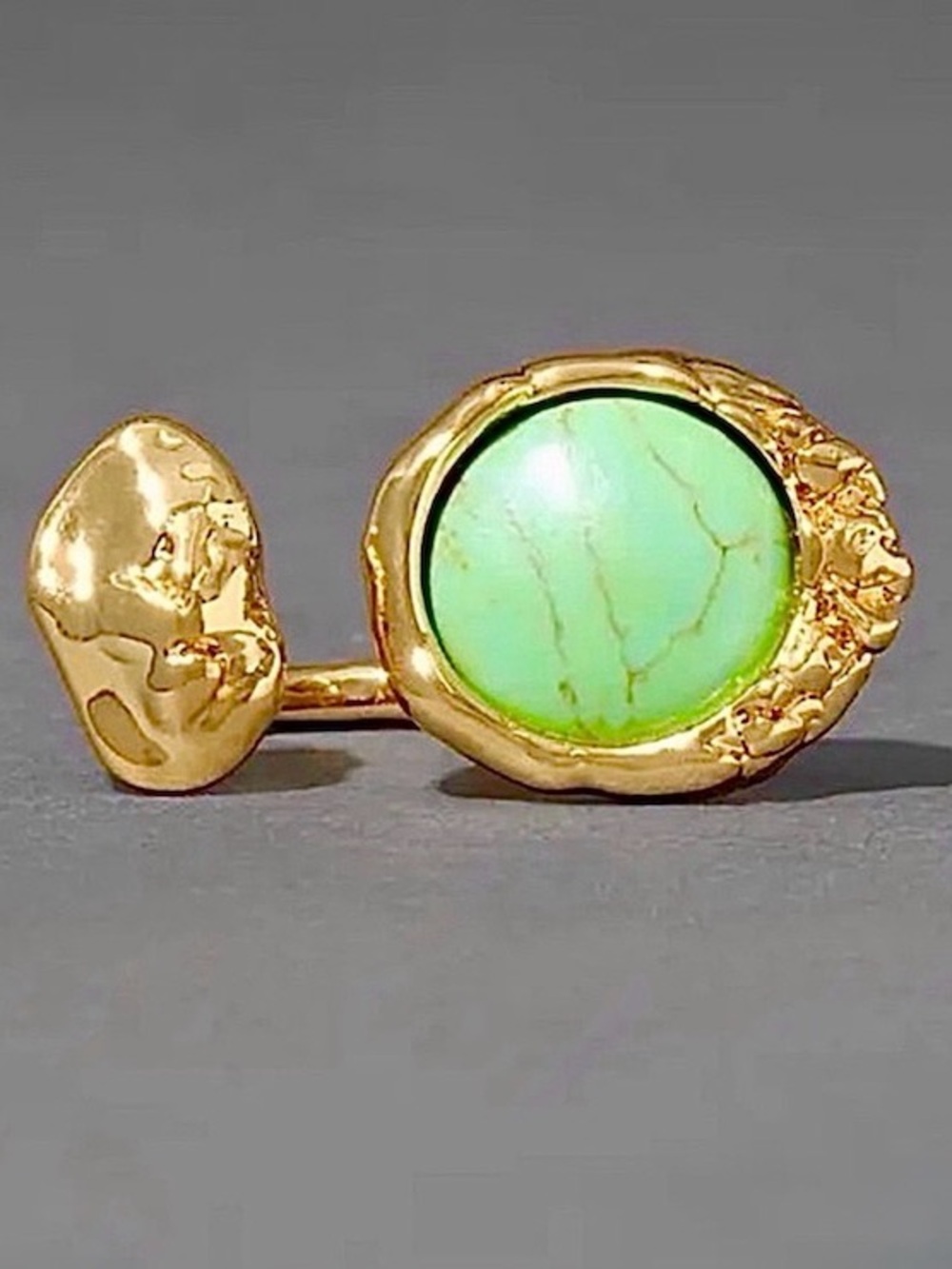 NEW Alexis Bittar Brut Mojave Open Coin Ring Green Turquoise Gold SB01